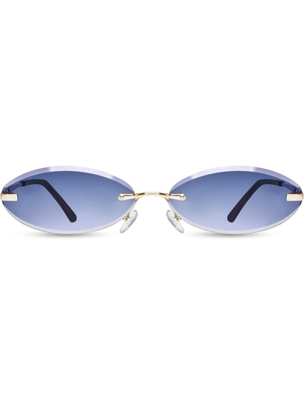 Women UV400 Protection Retro Metal Frame Sun Glasses Narrow Shades Y2K Blue